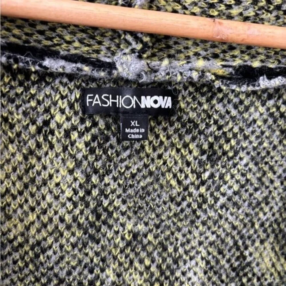 Fashion Nova Cardigan Jacket XL Leopard Open Front Hood Boho Mob Wife Retro Glam - Picture 5 of 12